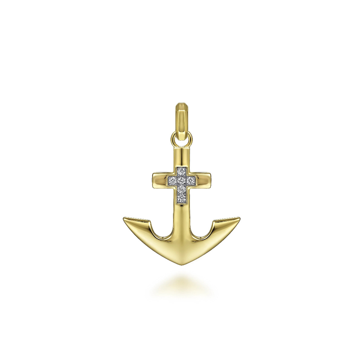 Gabriel & Co 14k Yellow Gold Diamond Anchor Pendant Charm