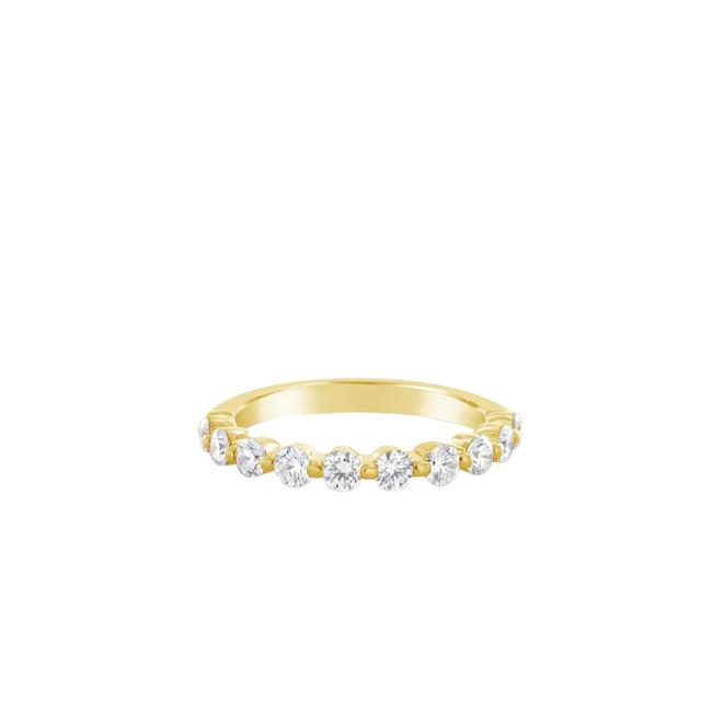 Henri Daussi 18k Yellow Gold Pave Diamond Half Eternity Band