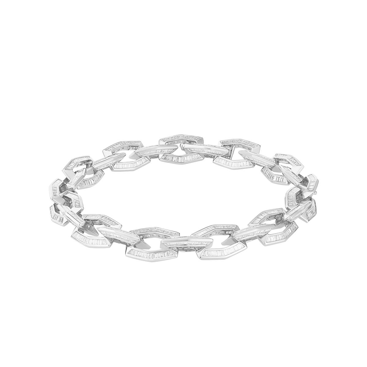 London Collection 18k Gold Baguette Diamond Link Bracelet