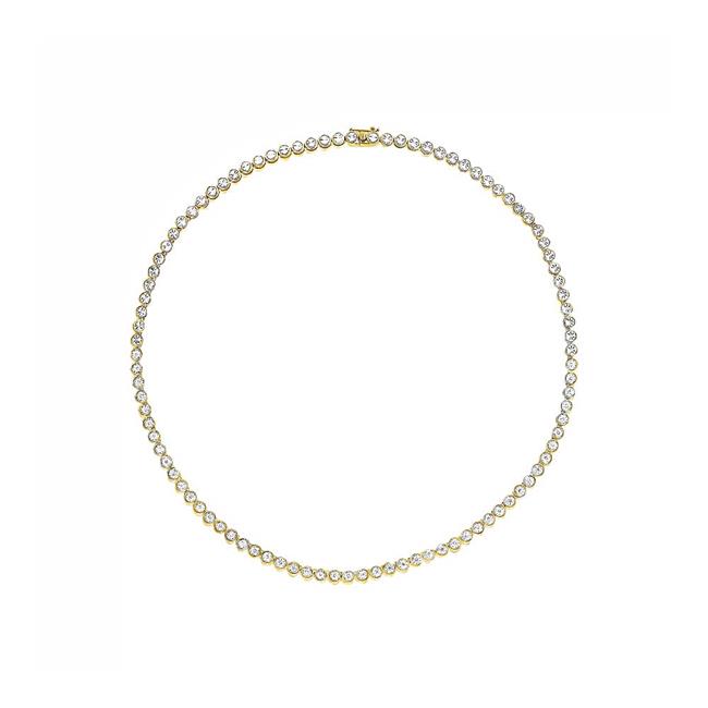 London Collection 14k Yellow Gold Diamond Illusion Straight Line Tennis Necklace