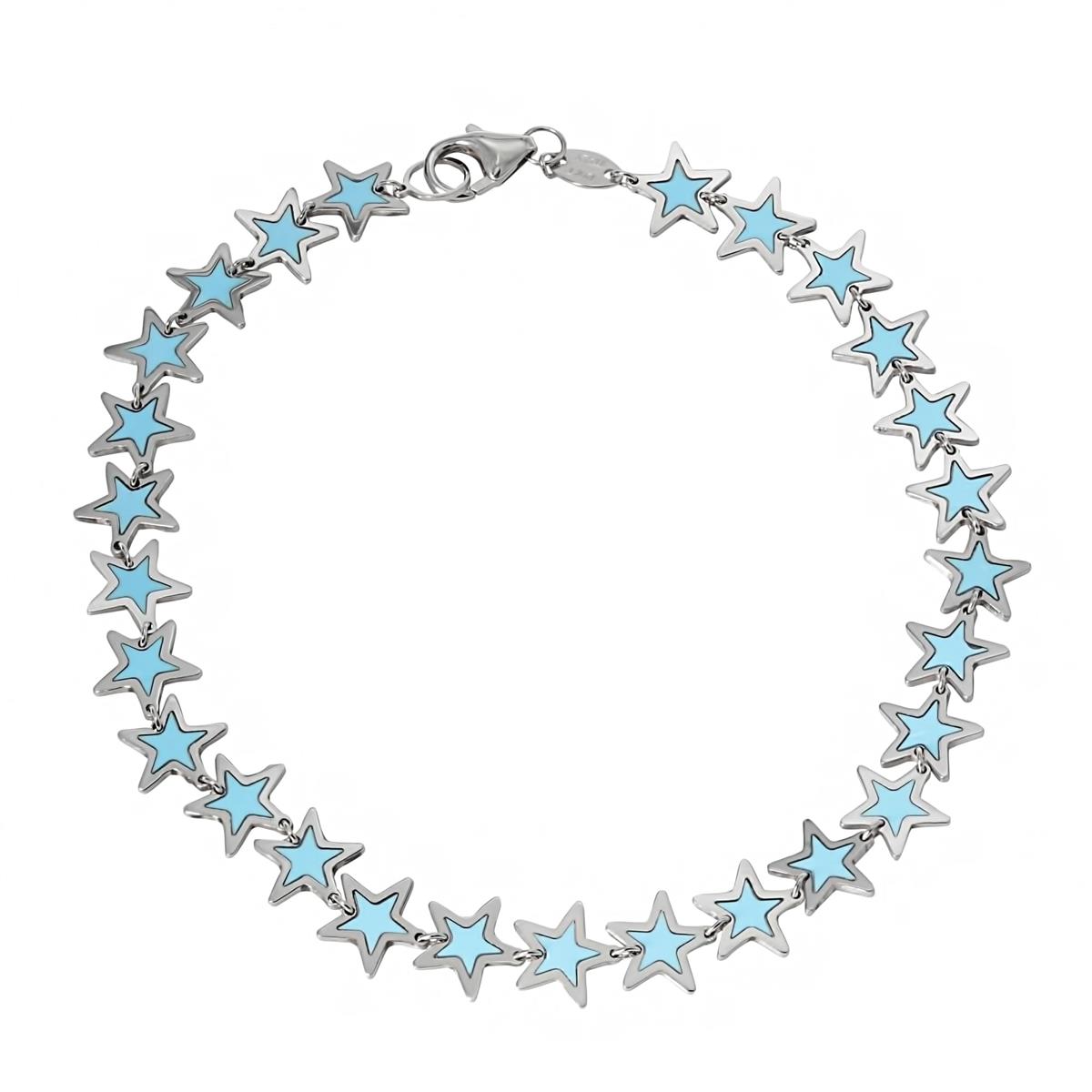 London Collection 14k White Gold Turquoise Star Bracelet