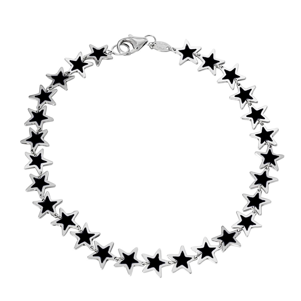 London Collection 14k White Gold Onyx Star Bracelet
