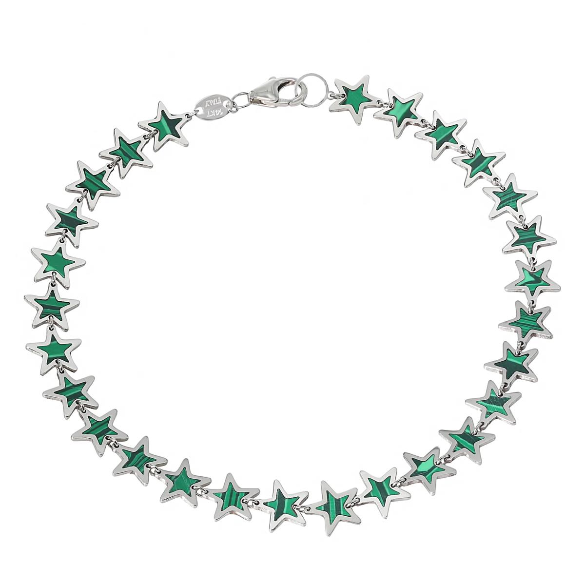 London Collection 14k White Gold Malachite Star Bracelet