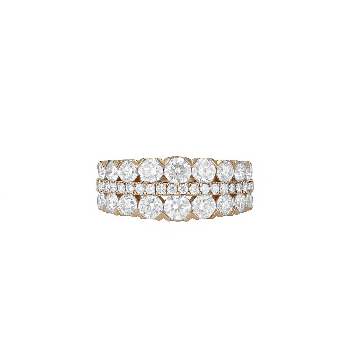 London Collection 14k Gold 3 Row Round Diamond Band