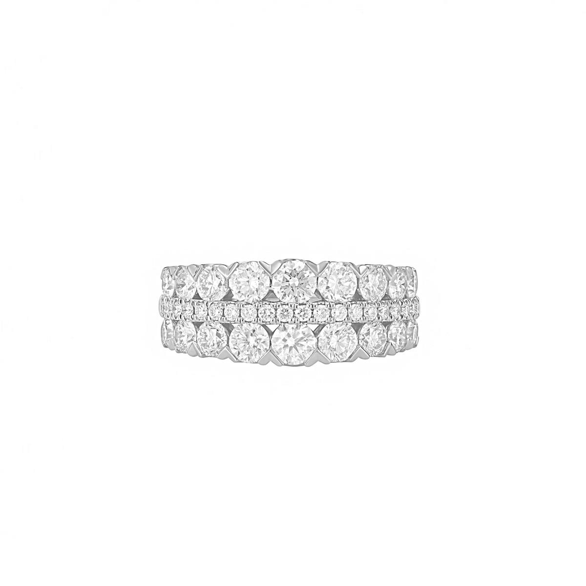 London Collection 14k Gold 3 Row Round Diamond Band