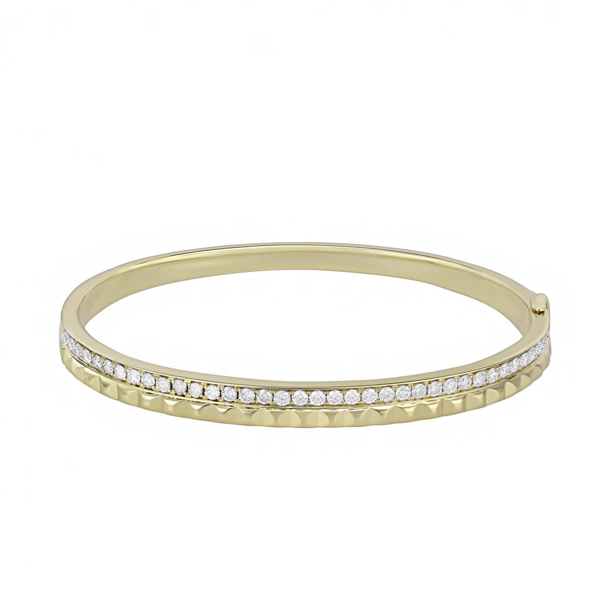 London Collection 14k Gold Round Diamond 2 Row Bangle