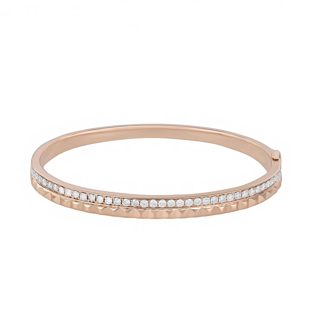 London Collection 14k Gold Round Diamond 2 Row Bangle