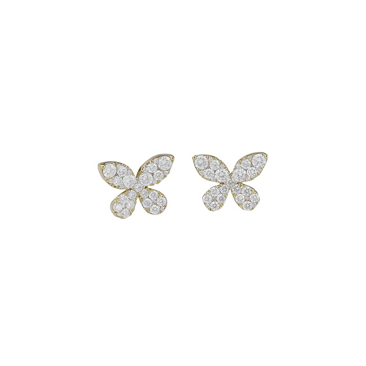 London Collection 14k Gold Diamond Butterfly Stud Earrings