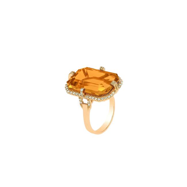 Goshwara Gossip 18k Yellow Gold Citrine And Diamond Ring