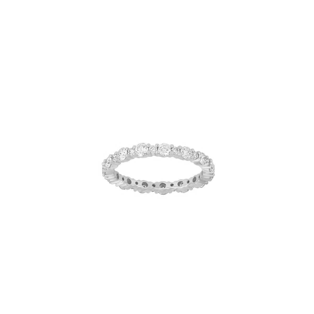 TWO by London 14k White Gold Alternating Size Diamond Wedding Band
