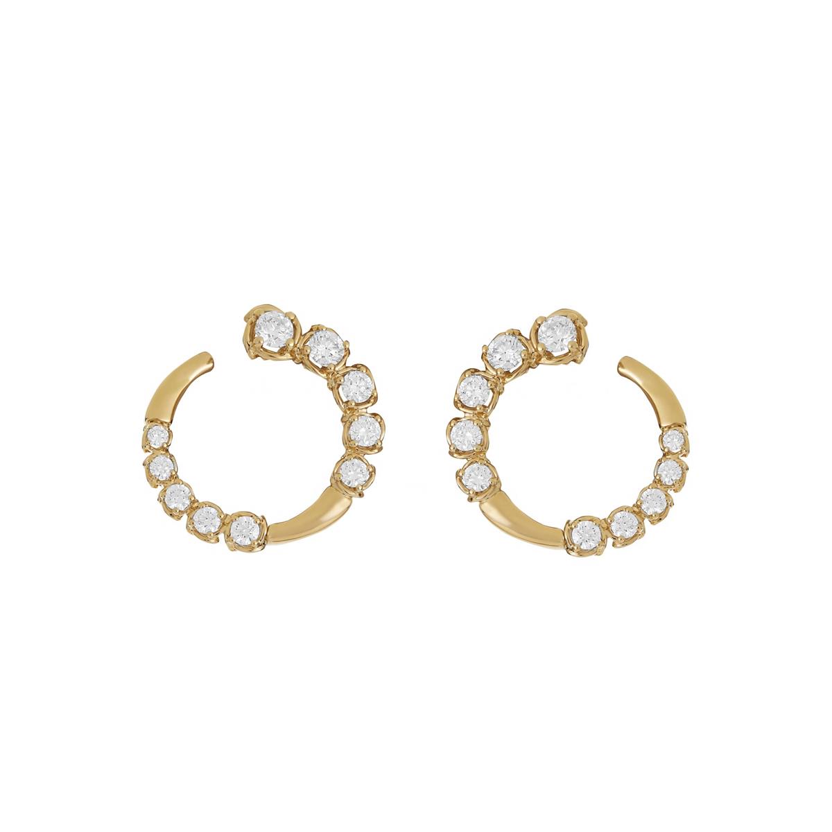 A. Link Abbracci Yellow Gold Swirl Diamond Earrings