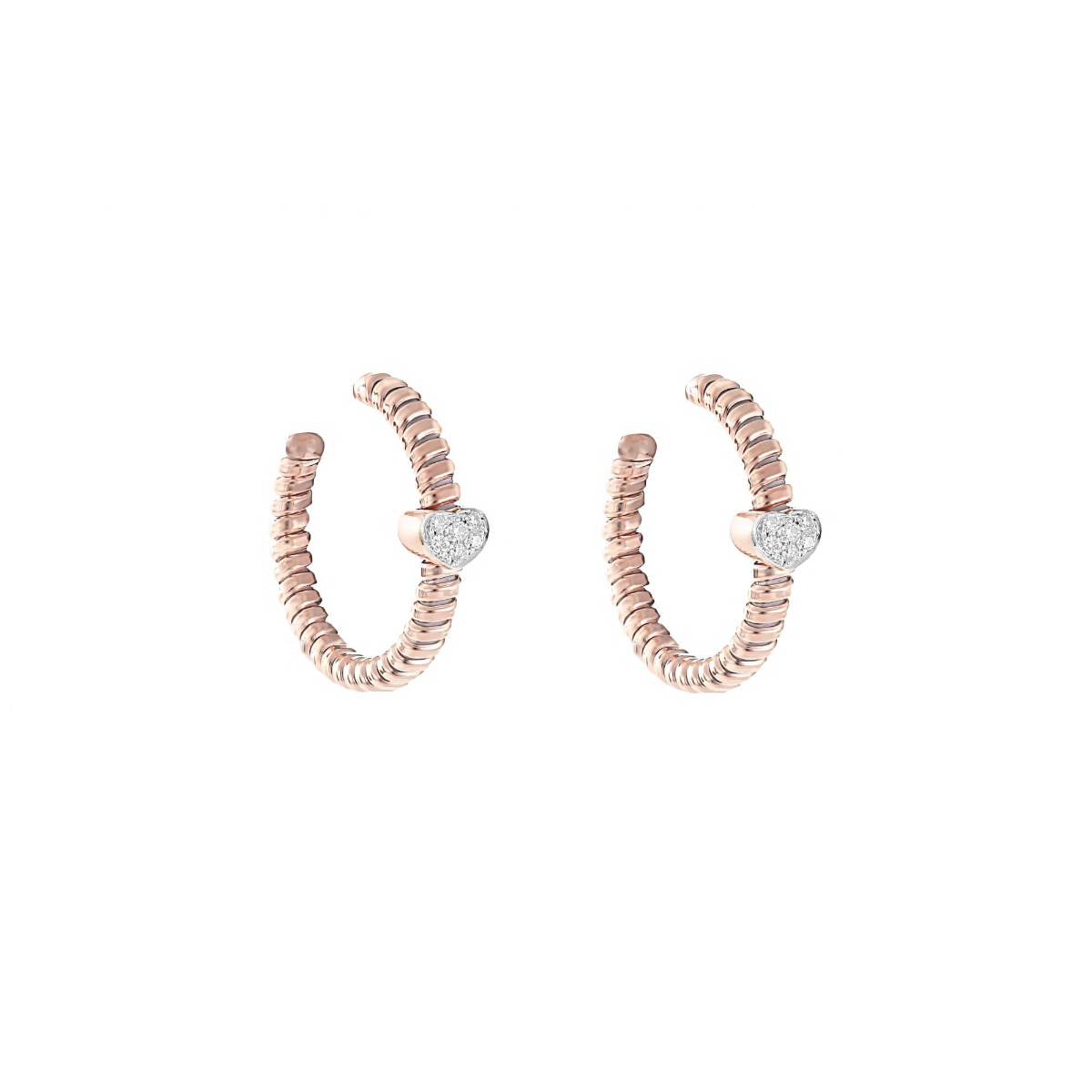 London Collection Two Tone Diamond Heart Hoop Earrings