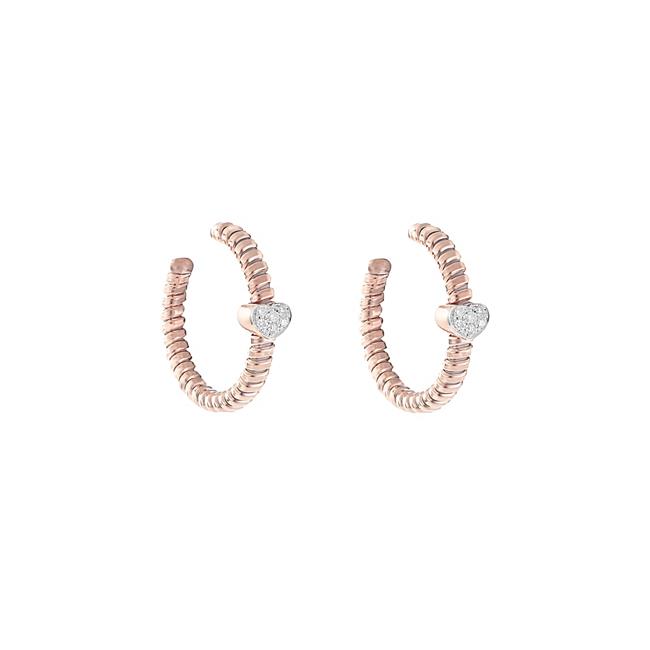 London Collection 18k Rose and White Gold Heart Hoop Earrings