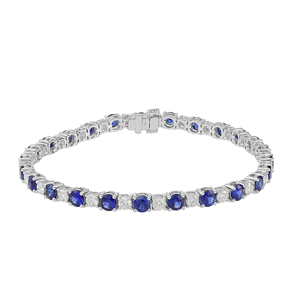 London Collection 18k Alternating Round Blue Sapphire and Diamond Men
