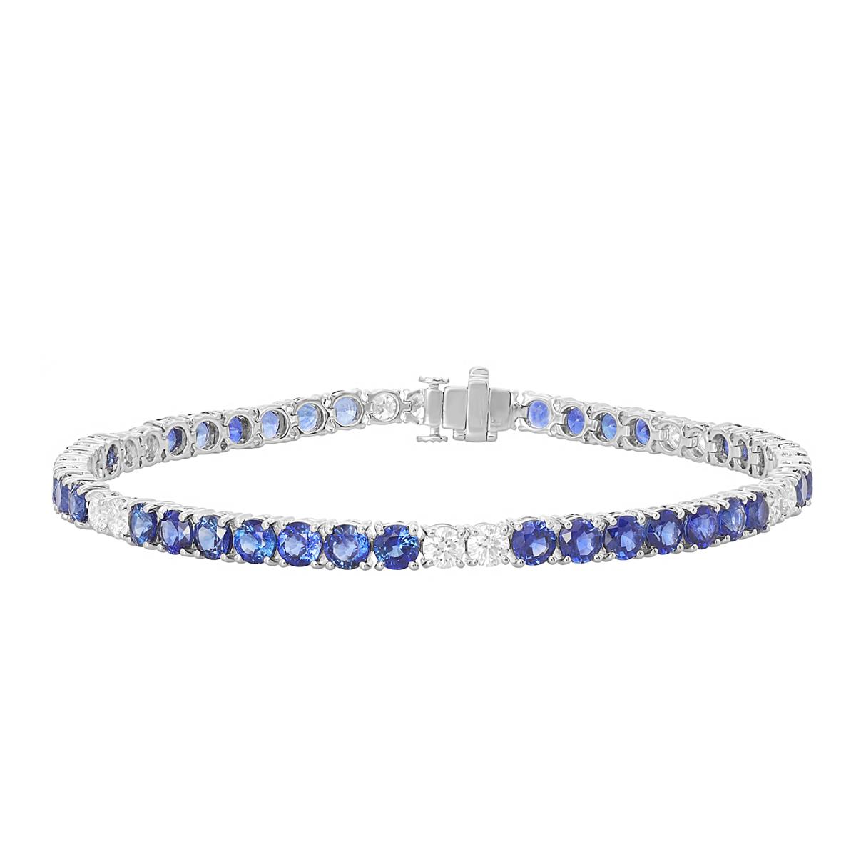 London Collection 18k Round Blue Sapphire and Diamond Bracelet