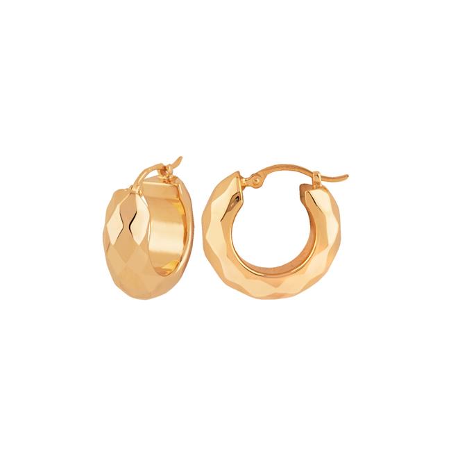 London Collection 14k Yellow Gold Faceted Hoop Earrings