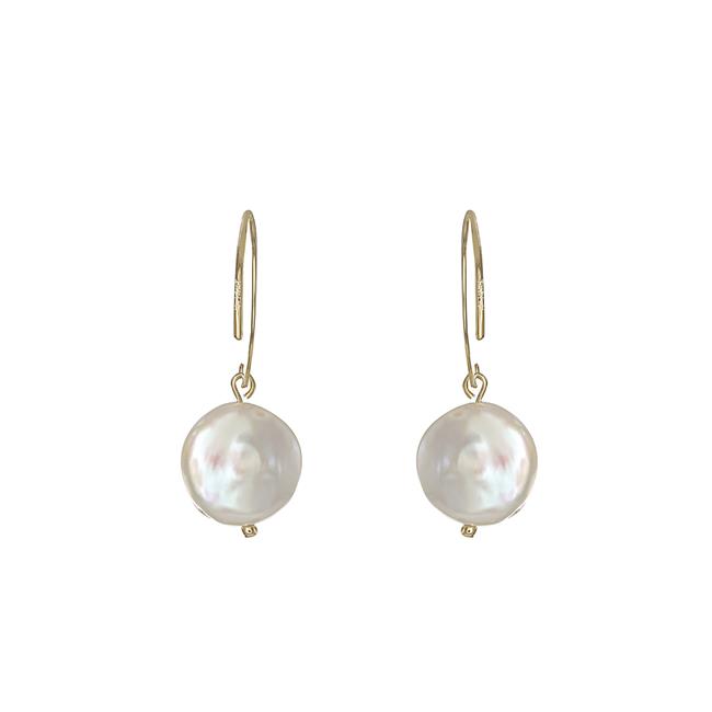 London Collection 14k Yellow Gold Pearl Coin Earrings