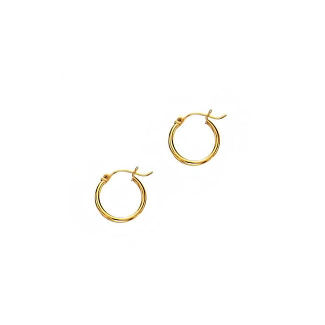 London Collection 14k Gold Polished Hoop Earrings 2.0 X 15mm
