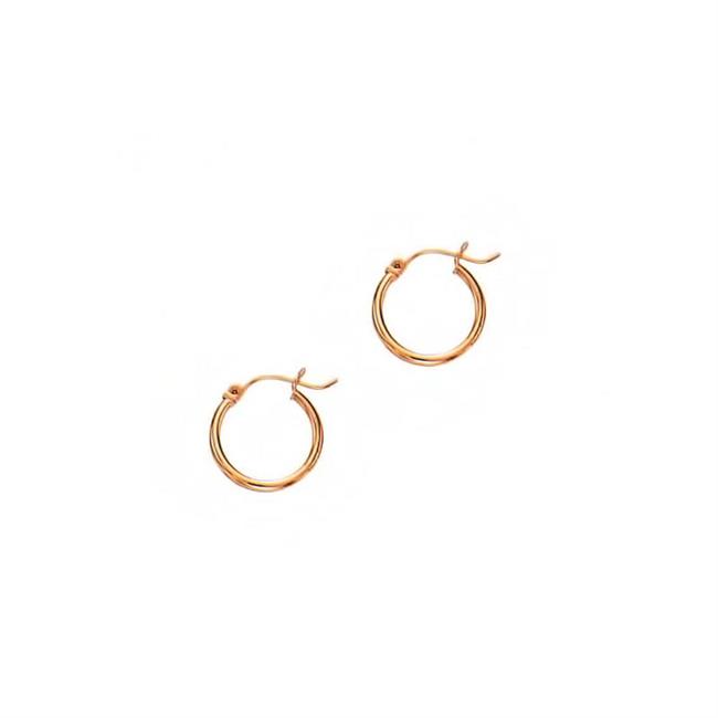 London Collection 14k Gold Polished Hoop Earrings 2.0 X 15mm
