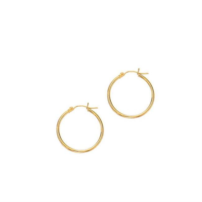 London Collection 14k Yellow Gold Polished Hoop Earrings 2.0 x 25mm