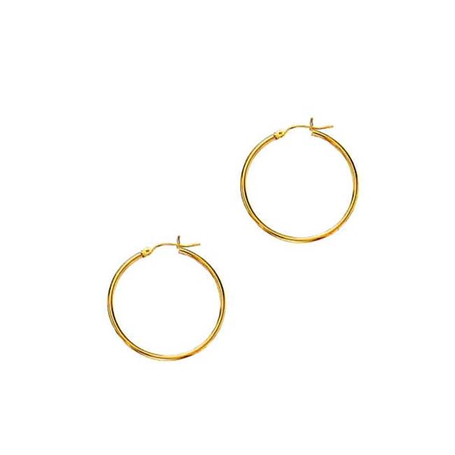 London Collection 14k Yellow Gold Polished Hoop Earrings 2.0 X 30mm