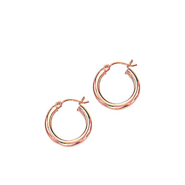 London Collection 14k Gold Polished Hoop Earrings 3.0 X 15mm