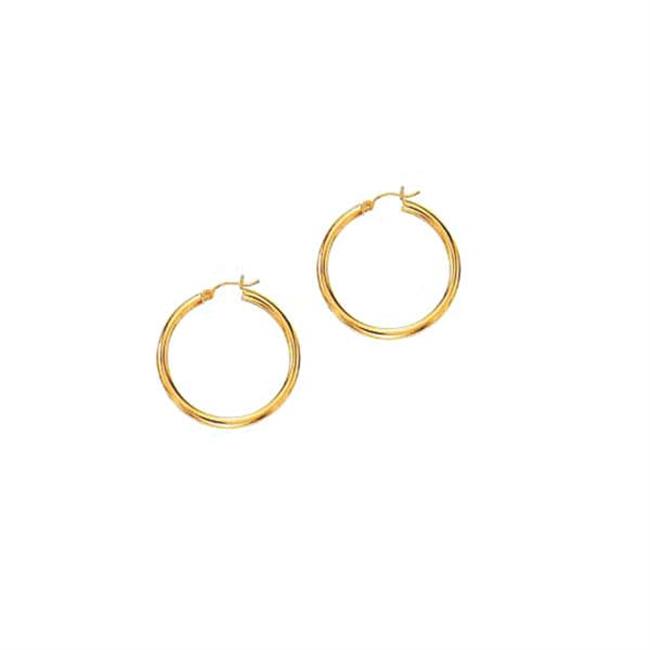 London Collection 14k Yellow Gold Polished Hoop Earrings 3.0 X 30mm