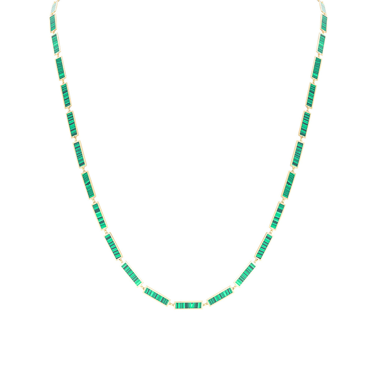 London Collection Yellow Gold Malachite Bar Necklace