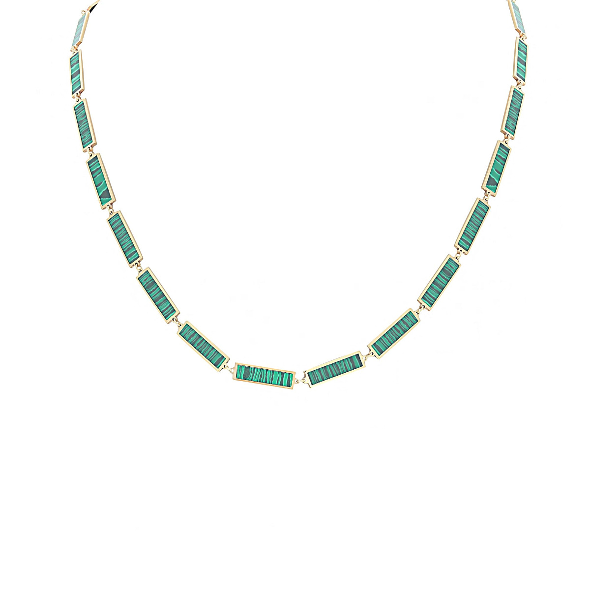 London Collection Yellow Gold Malachite Bar Necklace
