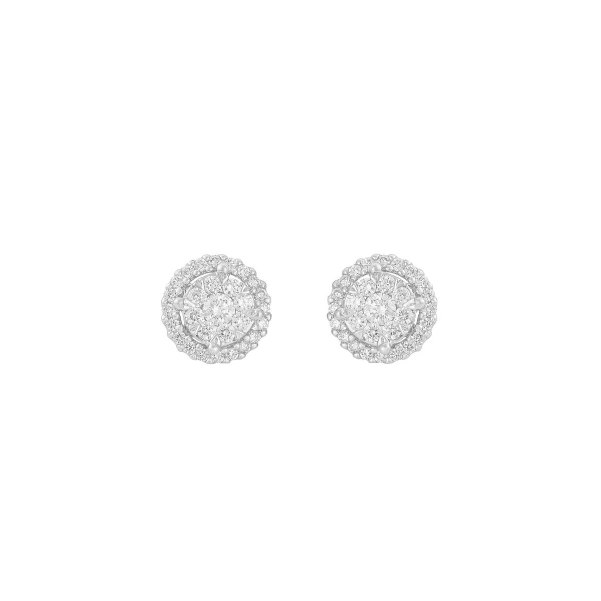 London Collection White Gold Diamond Cluster Stud Earrings 