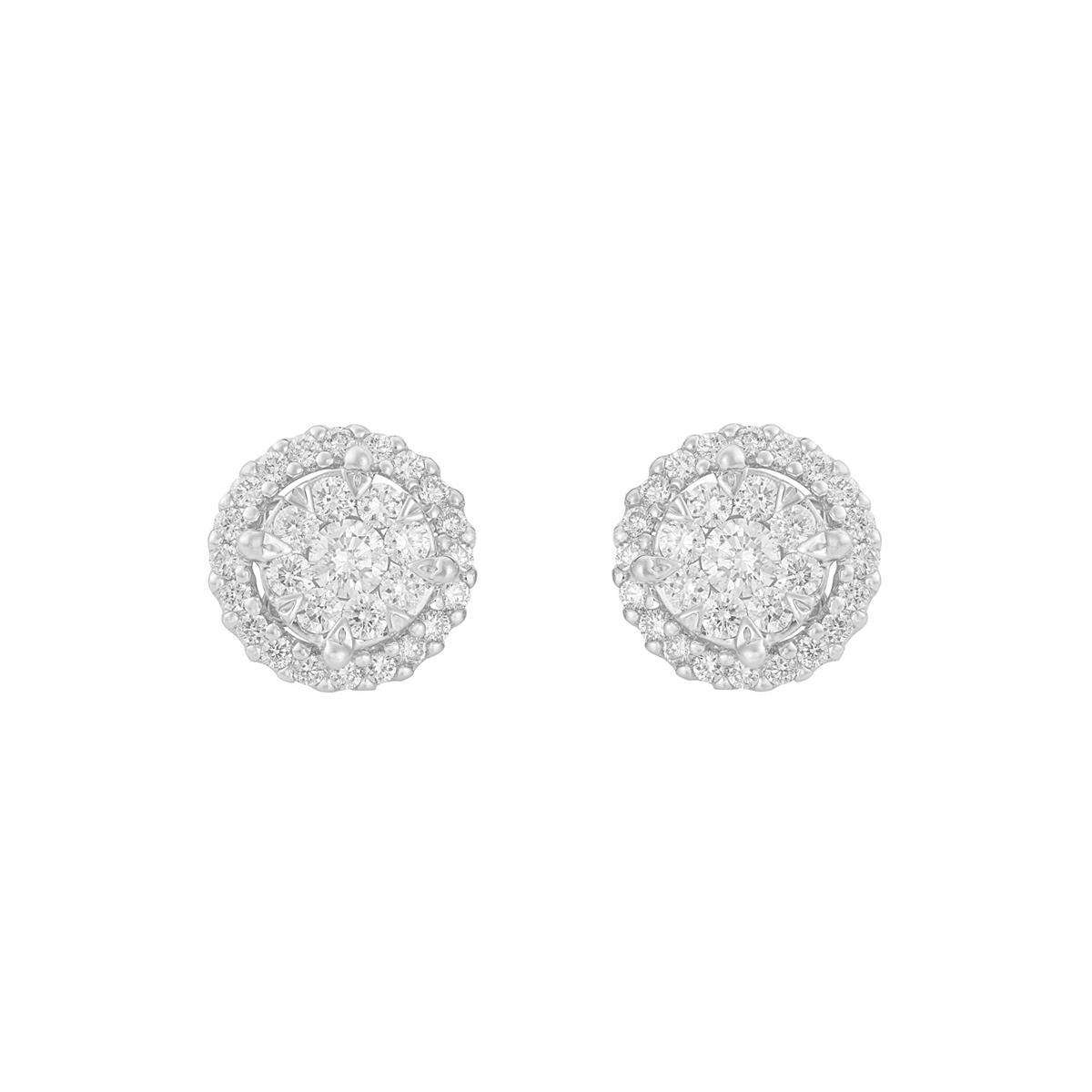 London Collection White Gold Diamond Cluster Stud Earrings 