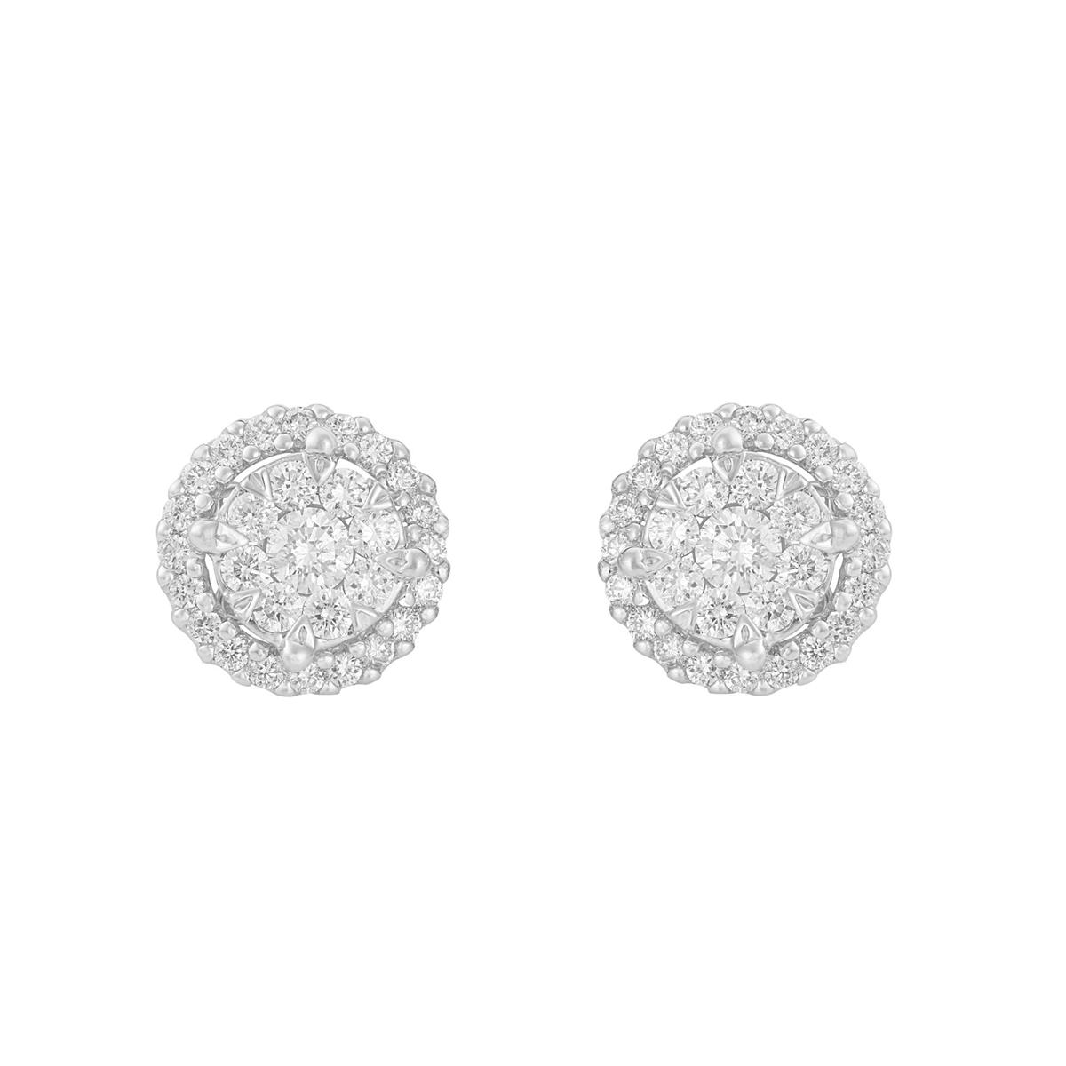 London Collection White Gold Diamond Cluster Stud Earrings 