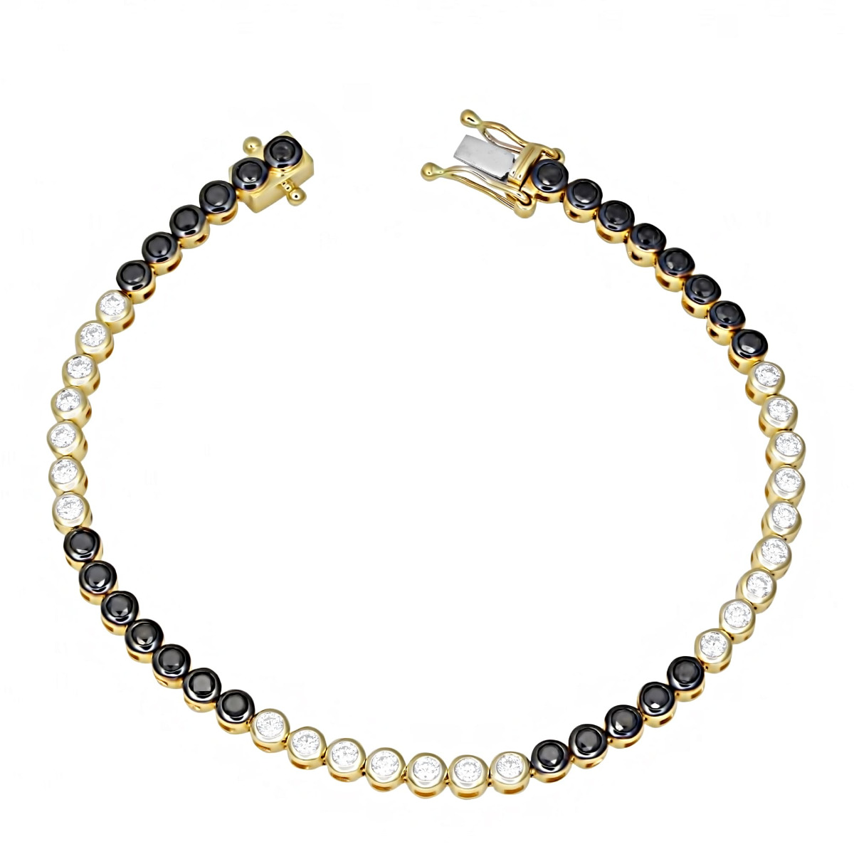London Collection 14k Bezel Set Gemstone and Diamond Bracelet