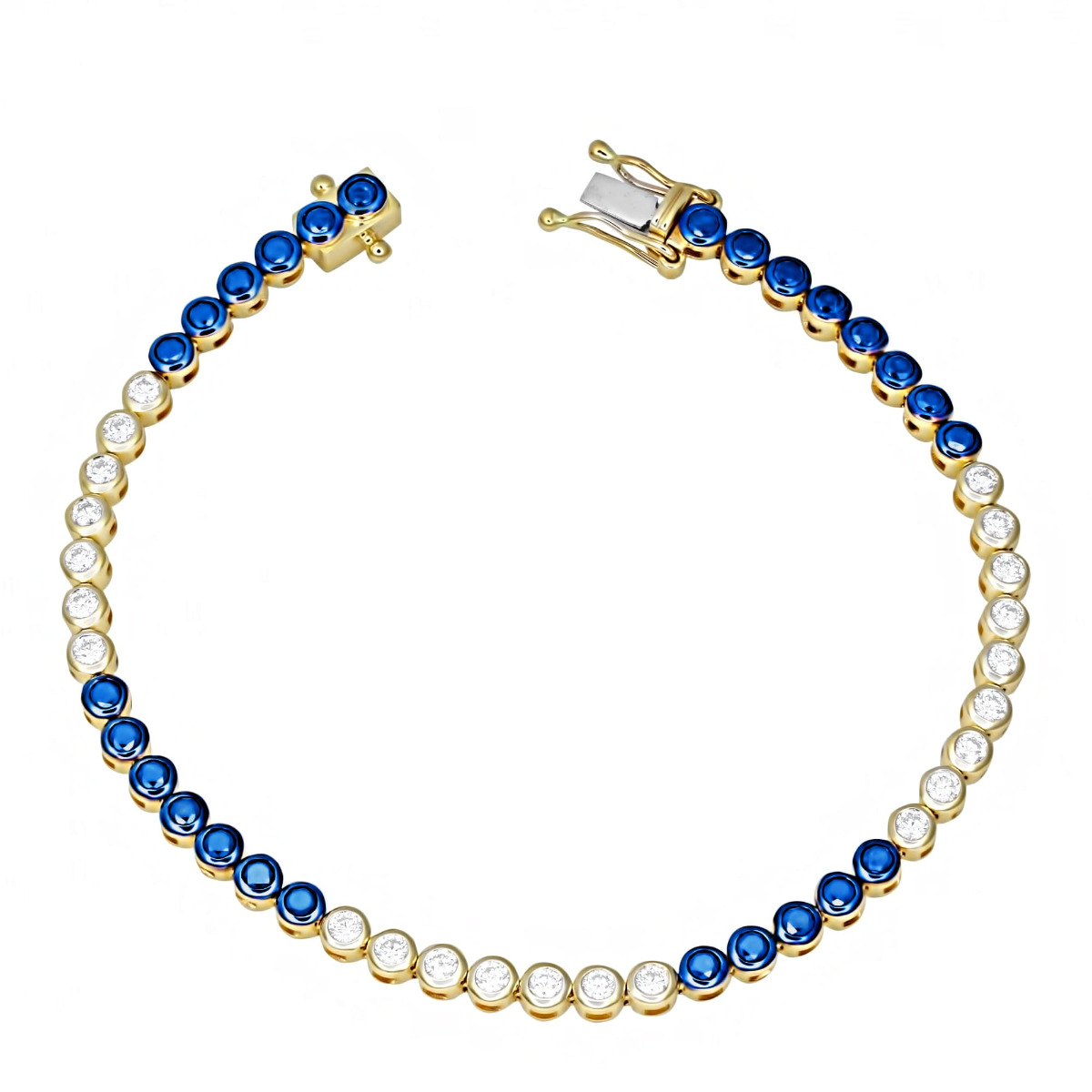 London Collection 14k Bezel Set Gemstone and Diamond Bracelet