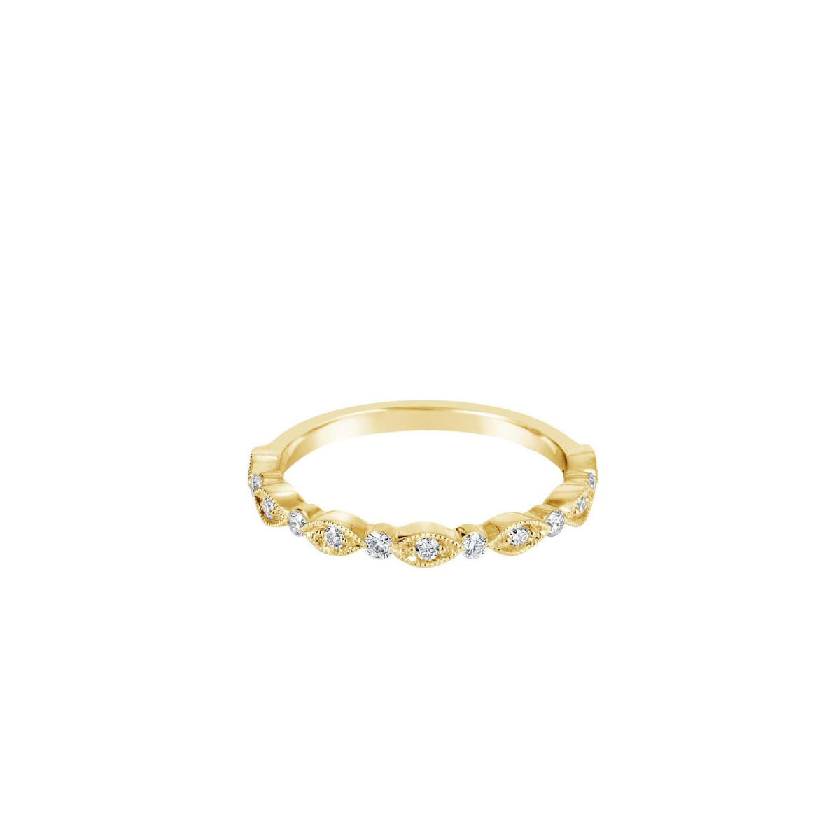 Henri Daussi 18k Yellow Gold Marquise Shape And Round Diamond Ring