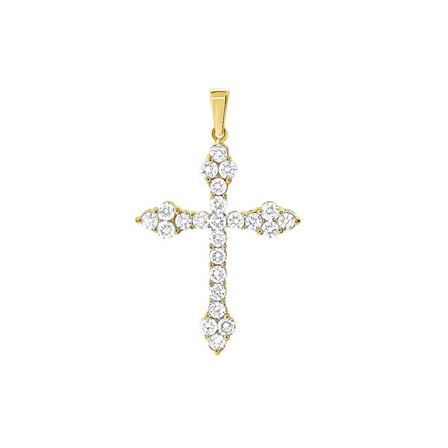 London Collection 14k Gold And Diamond Cross Pendant
