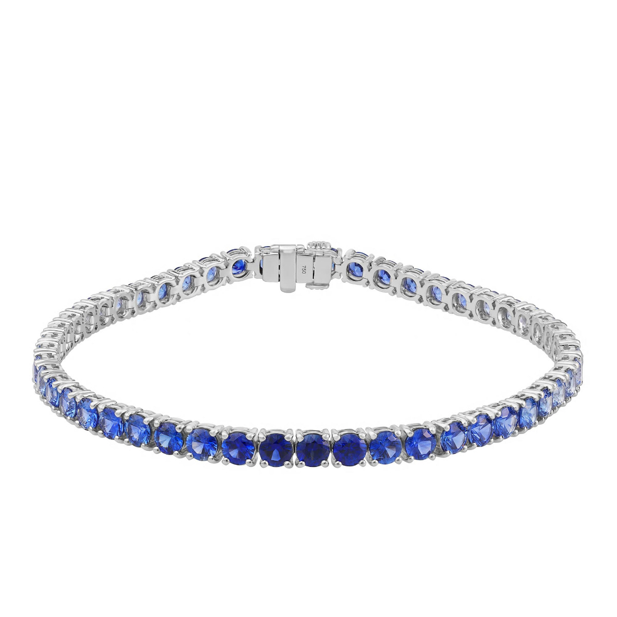 London Collection White Gold Ombre Round Blue Sapphire and Diamond Men