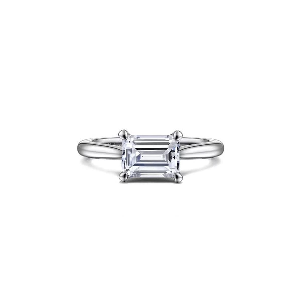 Gabriel & Co Bridal Larissa 14k Horizontal Emerald Solitaire Engagement Ring