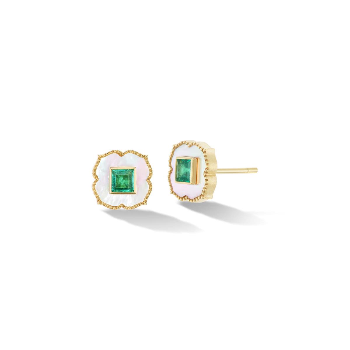 Orly Marcel 18k Lotus Inlay Stud Earrings