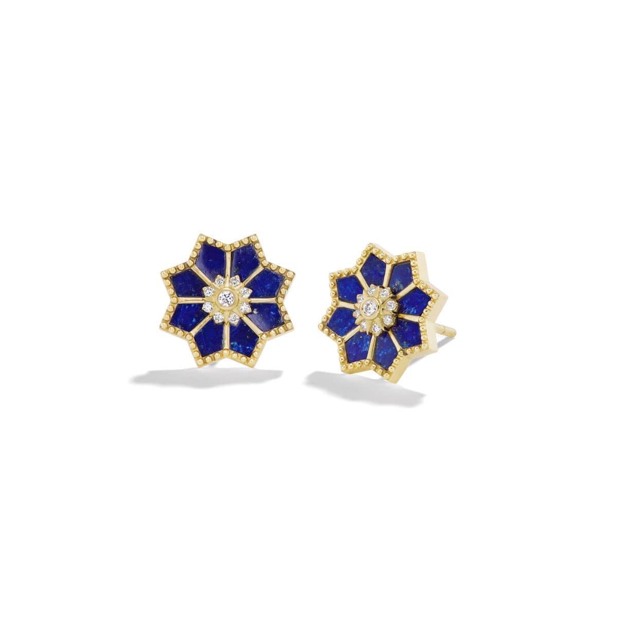 Orly Marcel Fez 18k Lapis and Diamond Stud Earrings