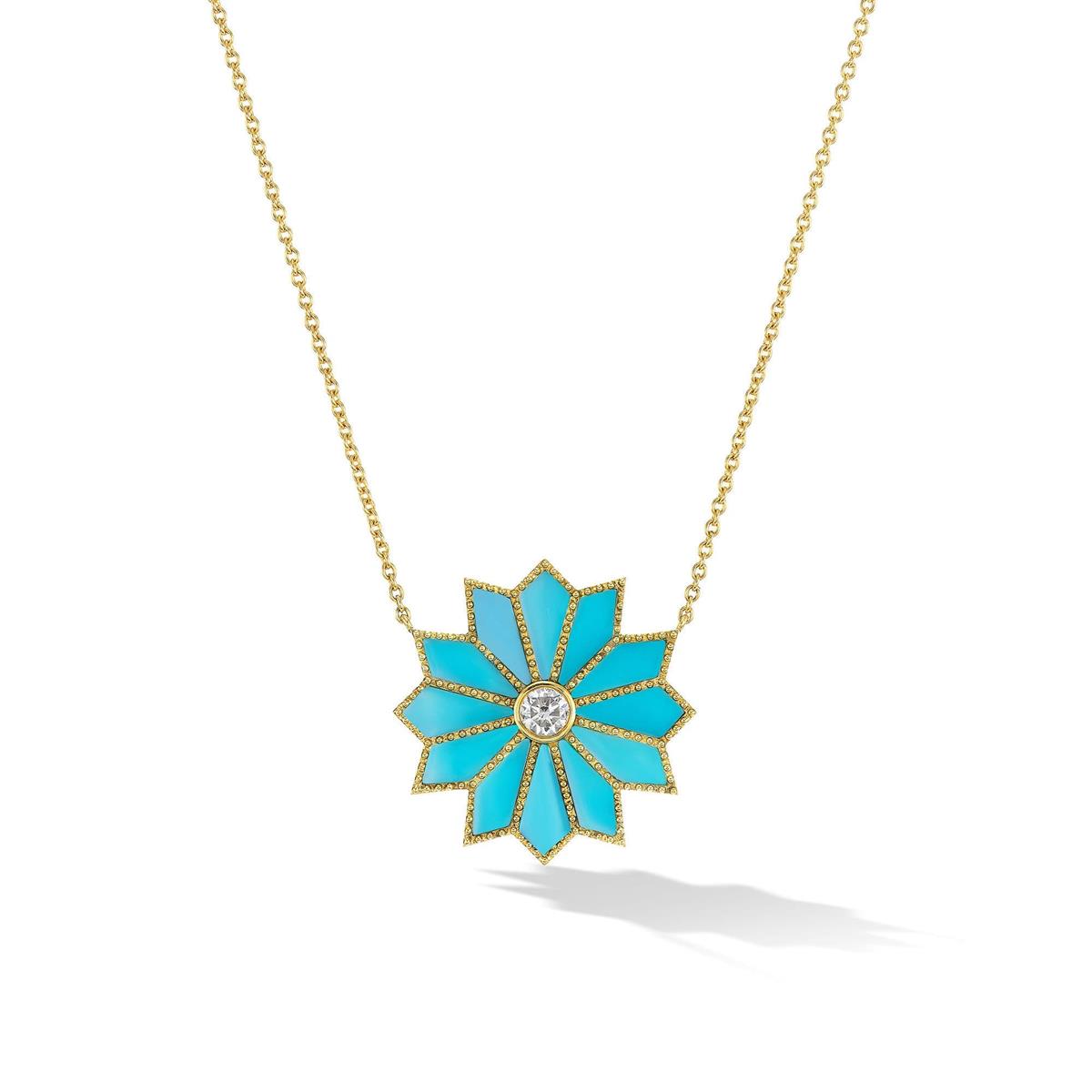 Orly Marcel Sacred Turquoise Flower Pendant Necklace