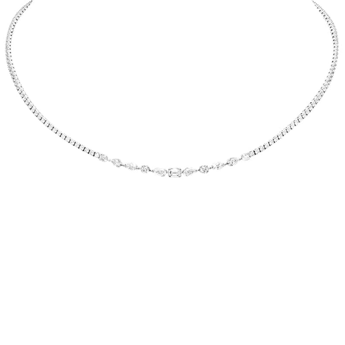 London Collection 18k White Gold Mixed Shape Diamond Necklace