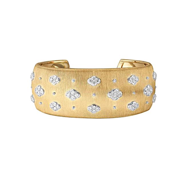 Buccellati Marci AB 18k Two Tone Diamond Cuff Bracelet