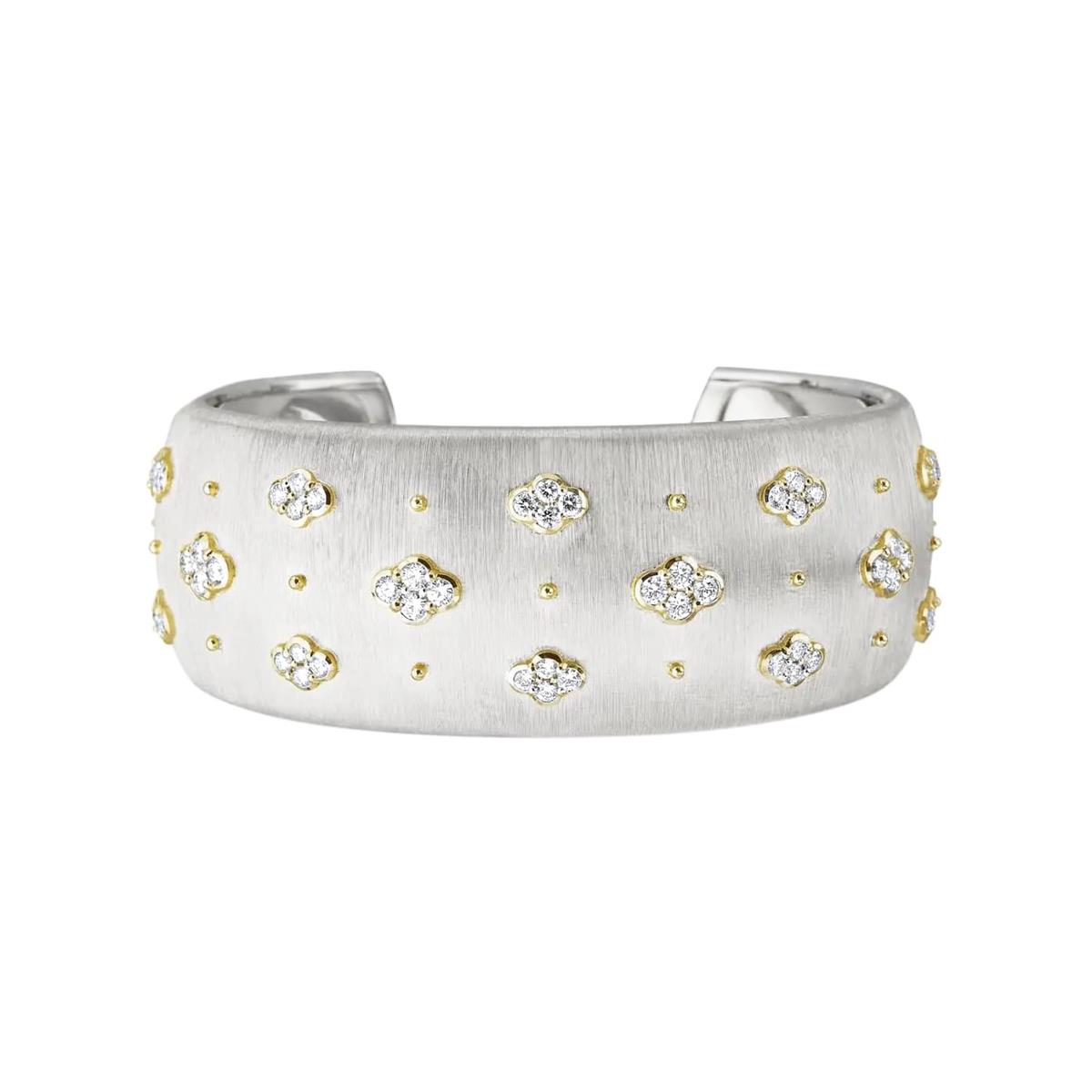 Buccellati Macri AB Two Tone Diamond Cuff Bracelet