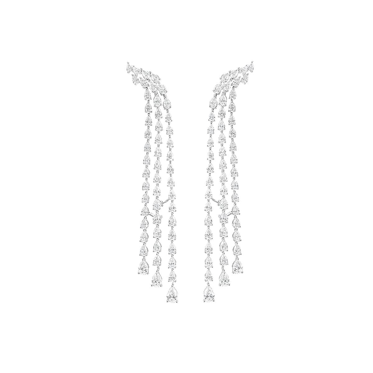 London Collection 18k White Gold Diamond Cascade Drop Earrings