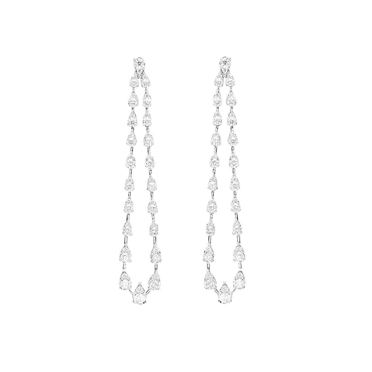 London Collection 18k White Gold Pear Diamond Looped Drop Earrings