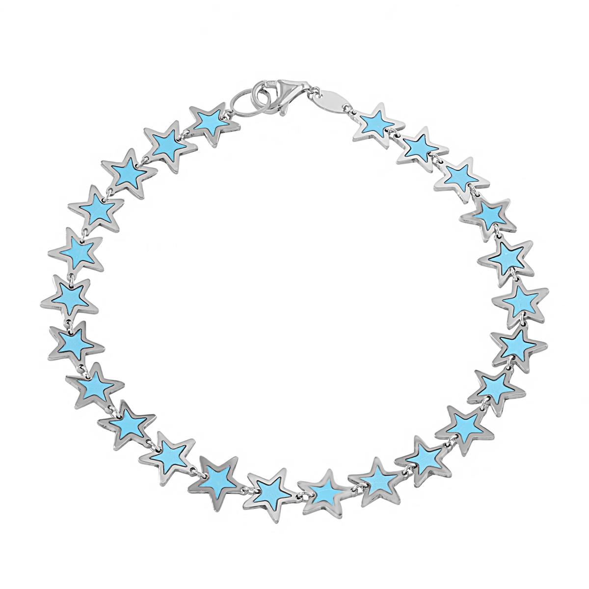 London Collection 14k White Gold Mini Turquoise Star Bracelet