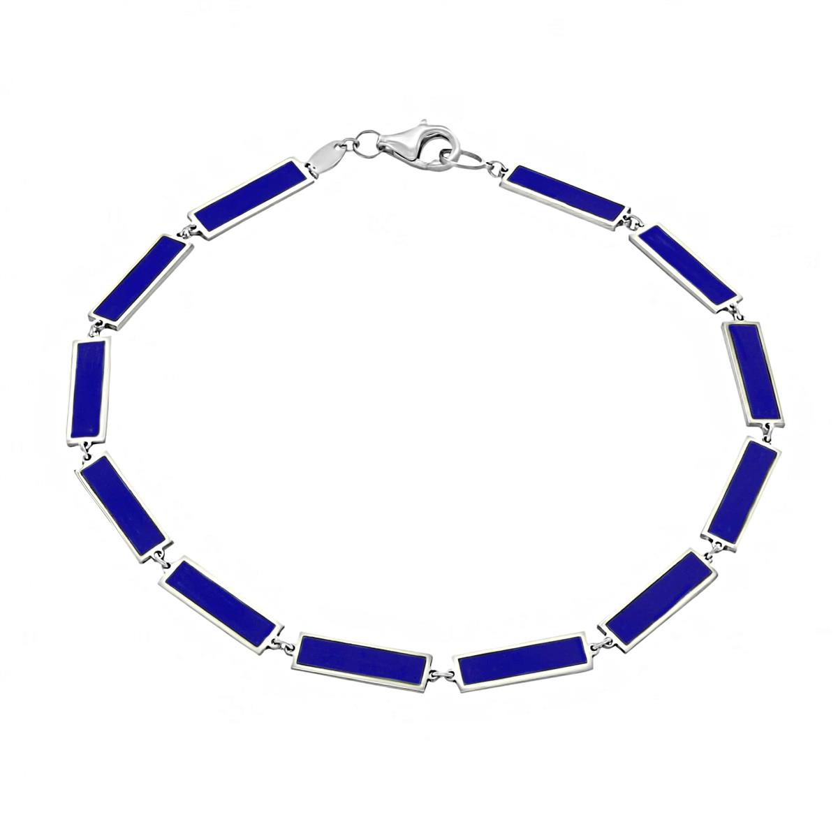 London Collection 14k White Gold Large Lapis Bar Bracelet