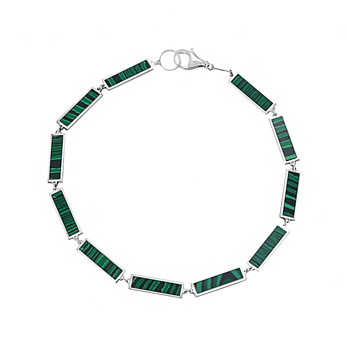 London Collection 18k White Gold Large Malachite Bar Bracelet