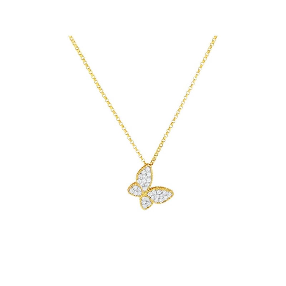 Roberto Coin Princess Two Tone Diamond Butterfly Necklace 